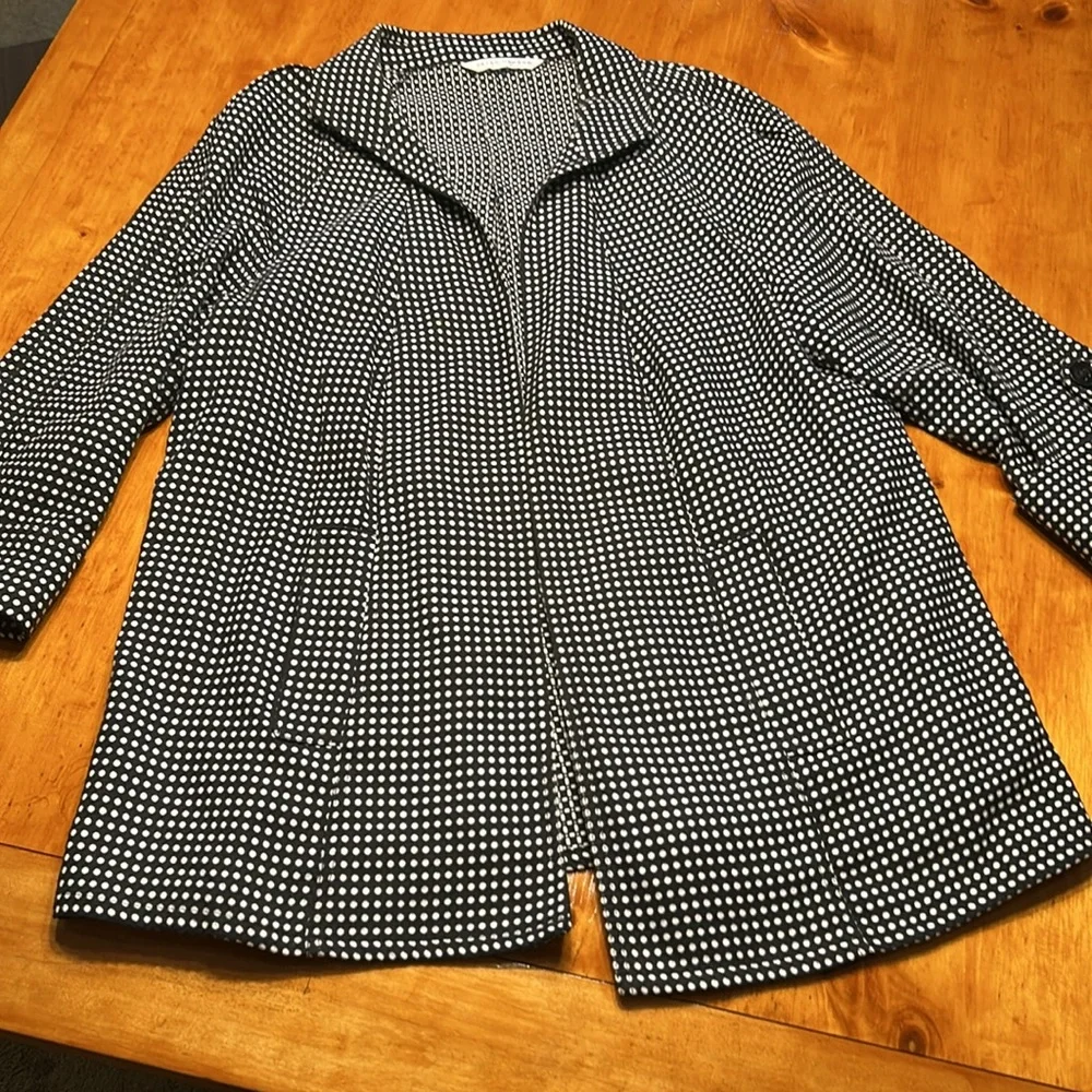 Peter Nygard Black White Polka Dot Jacket - Picture 5 of 12